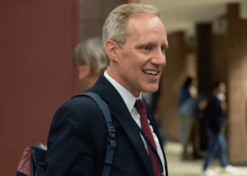 Minnesota Secretary of State Steve Simon arrives for Day 1 of the Minnesota Democratic-Farmer-Labor (DFL) Party Convention in the Mayo Civic Center in Rochester, Minn. on Friday, May 29, 2026. (Photo by Alex Kormann/The Minnesota Star Tribune via Getty Images)