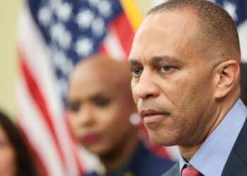 House Minority Leader Hakeem Jeffries, a New York Democrat, speaks Wednesday at a news conference at the U.S. Capitol in Washington, D.C.