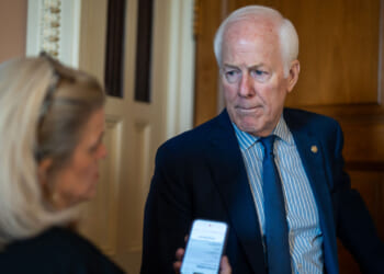 Senator John Cornyn (R-TX) speaks to reporters as the Senate votes on amendments to a reconciliation package, at the U.S. Capitol in Washington, DC on June 4, 2026.