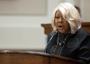 Virginia state Sen. Louise Lucas speaks during a ceremony.