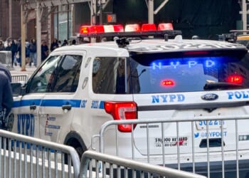 A New York City police car is pictured in a January file photo.