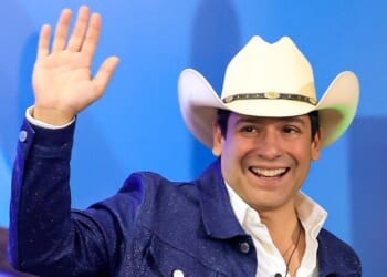 Bobby Pulido, singer and candidate for the 15th district of Congress in Texas, poses at a news conference on March 15 in Hermosillo, Mexico