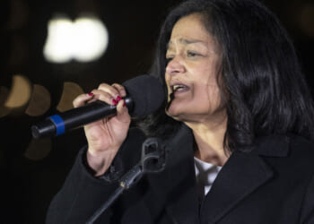 United States Representative Pramila Jayapal speaks during The People's State of the Union rally at the National Mall in Washington, D.C.