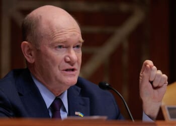 Sen. Chris Coons, a Delaware Democrat, was transported to a hospital after the crash.