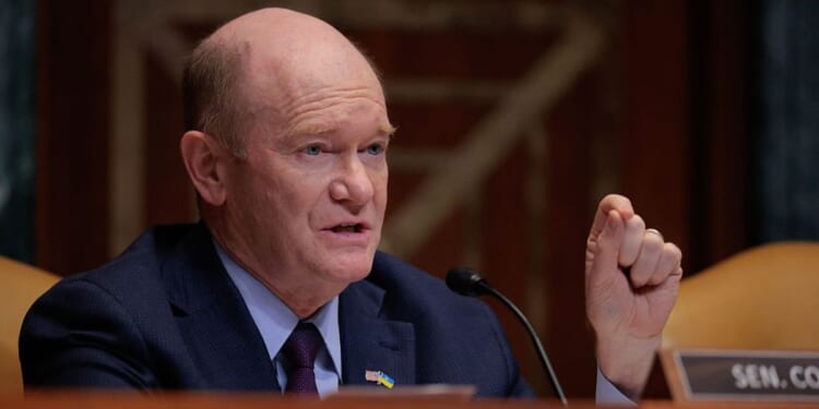 Sen. Chris Coons, a Delaware Democrat, was transported to a hospital after the crash.