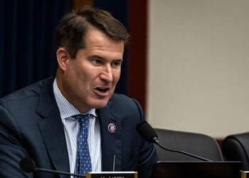 Rep. Seth Moulton speaks during a House Subcommittee on Railroads, Pipelines, and Hazardous Materials hearing on "Rail Safety In The Aftermath Of The East Palestine Ohio Derailment" on July 23, 2024, in Washington, D.C.