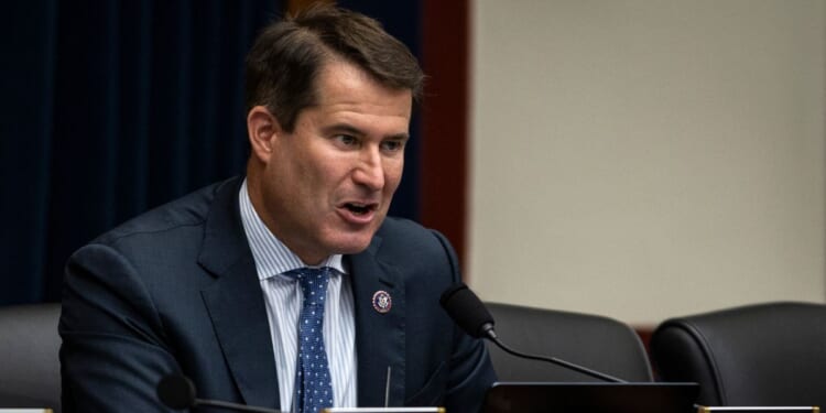 Rep. Seth Moulton speaks during a House Subcommittee on Railroads, Pipelines, and Hazardous Materials hearing on "Rail Safety In The Aftermath Of The East Palestine Ohio Derailment" on July 23, 2024, in Washington, D.C.