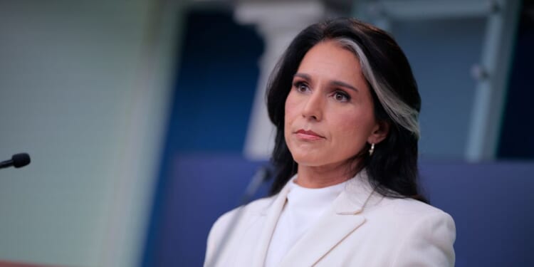 Director of National Intelligence Tulsi Gabbard talks to reporters in the Brady Press Briefing Room at the White House on July 23, 2025, in Washington, D.C.