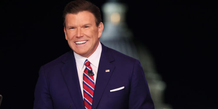 Fox News hosts Bret Baier appears on air during the Fox News Special prior to President Trump's Joint Address to Congress at the FOX News D.C. Bureau on March 04, 2025 in Washington, DC.