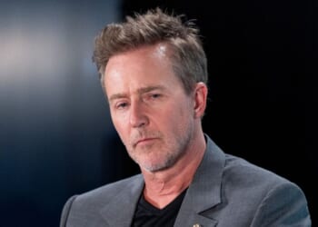 Edward Norton attends SiriusXM's Front Row with the cast of "The Invite" at DGA Theatre on June 24, 2026, in Los Angeles, California.