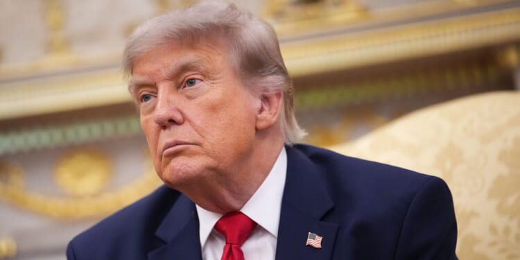U.S. President Donald Trump attends a meeting with NATO Secretary-General Mark Rutte in the Oval Office of the White House on June 24, 2026 in Washington, DC.