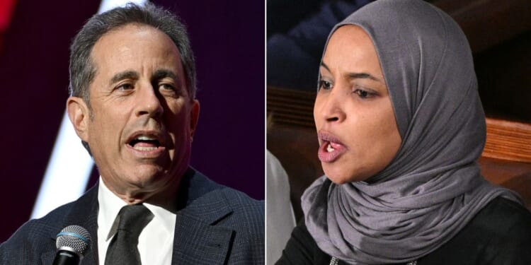 Minnesota Democratic Rep. Ilhan Omar, right, was furious about comedian Jerry Seinfeld's remark.