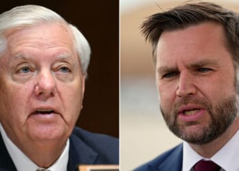 GOP Sen. Lindsey Graham of South Carolina, left, expressed some skepticism about the Iran deal, but Vice President J.D. Vance offered reassurances.