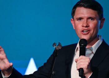 Democratic Senate candidate James Talarico speaks at a rally in San Antonio, Texas on May 29, 2026.