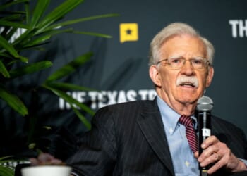 Attorney and former Trump administration national security advisor John Bolton speaks with historian Garrett Graff at First Baptist Church during the 2025 Texas Tribune Festival on Nov. 13, 2025, in Austin, Texas.