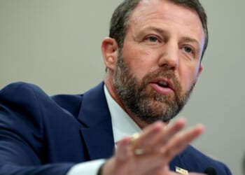 Secretary of Homeland Security Markwayne Mullin speaks to the House Appropriations Homeland Security Subcommittee on June 25, 2026.