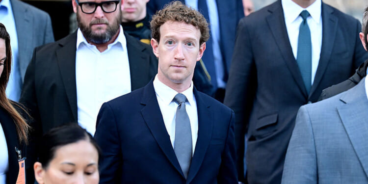 Mark Zuckerberg walking out of the Los Angeles Superior Court.