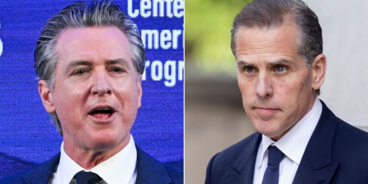 California Gov. Gavin Newsom, left, and former first son Hunter Biden, right, bantered this week about being Democratic presidential running mates.