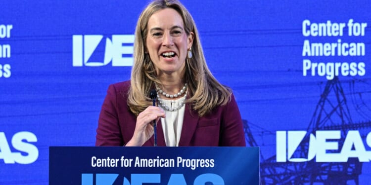 N.J. Governor Mikie Sherrill speaking at a podium