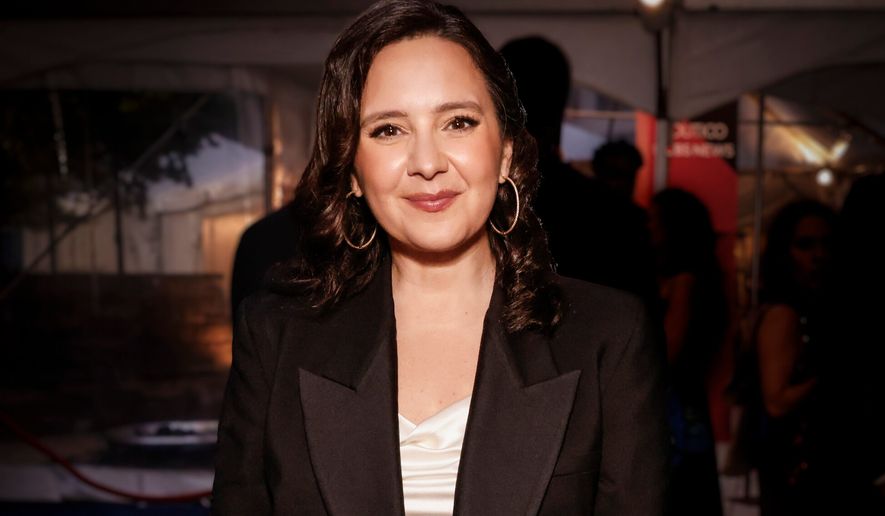 This image released by CBS News shows Bari Weiss at the CBS News/Politico reception ahead of the White House correspondents dinner in Washington on April 25, 2026. (Mary Kouw/CBS News via AP)