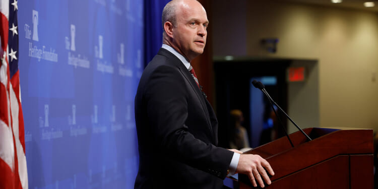 Roberts speaking at The Heritage Foundation.
