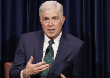 Supreme Court Justice Neil Gorsuch speaks at the Reagan Library on May 5, 2026 in Simi Valley, California. Gorsuch discussed his new children's book "Heroes of 1776: The Story of the Declaration of Independence." (Photo by Mario Tama/Getty Images)