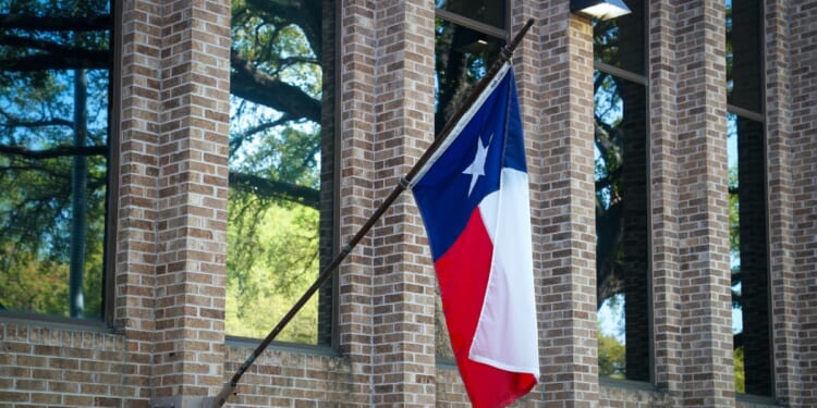A Texas flag is displayed during the 2026 SXSW Conference And Festival on March 14, 2026, in Austin, Texas.