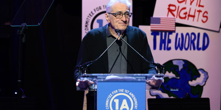 Robert De Niro speaks onstage during Rise Up, Sing Out: A Concert for the First Amendment on June 14, 2026 in New York City. (Photo by Dimitrios Kambouris/Getty Images)