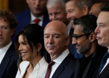 Guests including Mark Zuckerberg, Lauren Sanchez, Jeff Bezos, Sundar Pichai, and Elon Musk attend the Inauguration of Donald J. Trump in the U.S. Capitol Rotunda on Jan. 20, 2025, in Washington, D.C.