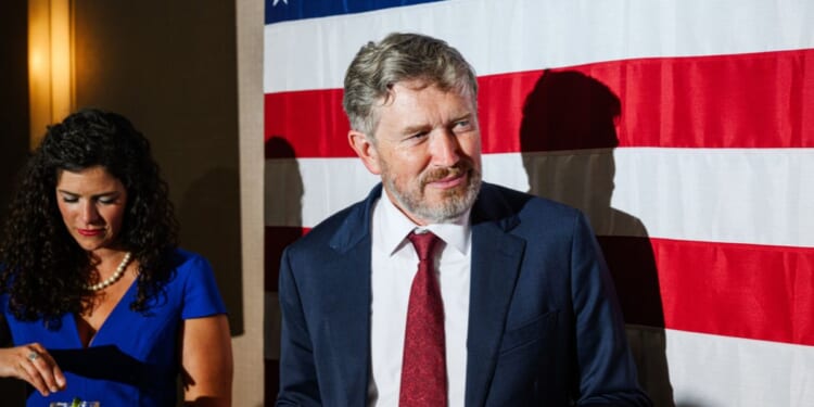 Rep. Thomas Massie speaks with supporters after his concession speech on May 19, 2026, in Hebron, Kentucky.