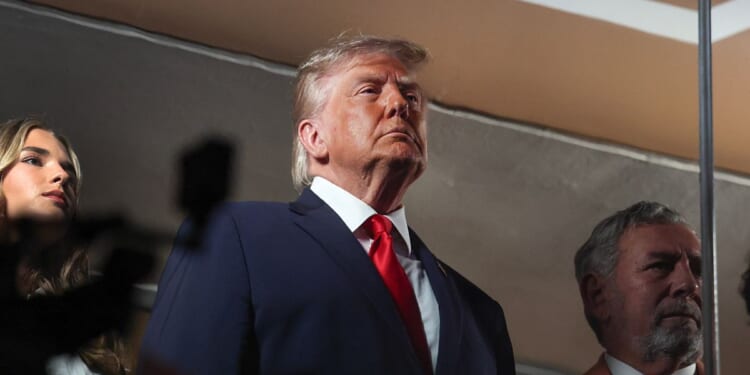 President Donald Trump looks on at Madison Square Garden as the New York Knicks play the San Antonio Spurs in the NBA Finals on June 8, 2026.