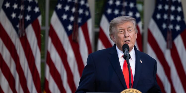 President Donald Trump speaks during a Rose Garden Club dinner at the White House on June 25, 2026, in Washington, D.C.