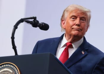 President Donald Trump attends a press conference during the G7 Leaders' Summit on June 17, 2026, in Evian-les-Bains, France.