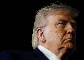 President Donald Trump looks at John F. Kennedy International Airport in New York, U.S., June 8, 2026. REUTERS/Nathan Howard