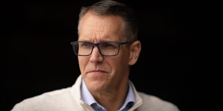 Iowa Republican gubernatorial candidate U.S. Rep Randy Feenstra speaks at a campaign event May 30 near Sioux Rapids, Iowa.