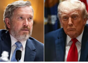 President Donald Trump said Kentucky GOP Rep. Thomas Massie, left, and the other three Republicans who voted for the legislation "should be ashamed."