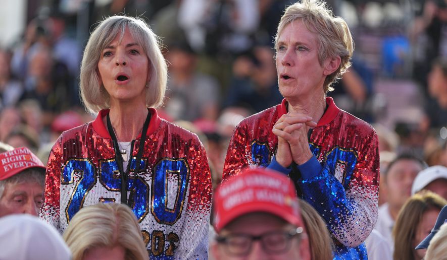 Audience members listen to speakers at the opening of the Great American State Fair, Wednesday, June 24, 2026, in Washington. (AP Photo/Jacquelyn Martin)