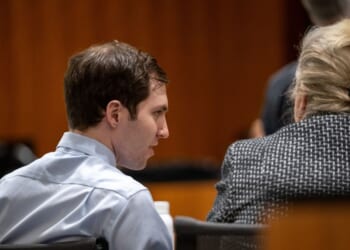 Tyler Robinson speaks with his defense attorney Kathryn Nester during a hearing for Tyler Robinson, accused in the fatal shooting of Charlie Kirk, in 4th District Court on Friday, April 17, 2026, in Provo, Utah.