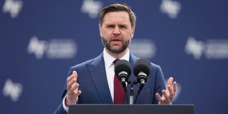 Vice President J.D. Vance speaks at the United States Air Force Academy Graduation Ceremony at Falcon Stadium at the United States Air Force Academy on May 28, 2026, in Colorado Springs, Colorado.