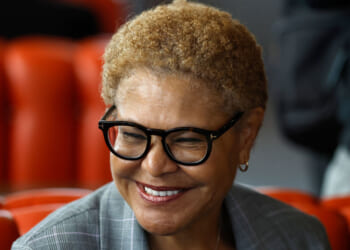 Close-up of smiling LA Mayor Karen Bass