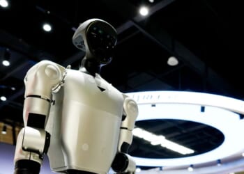 A Hangzhou Unitree Technology Co. robot at the company's store during its opening at the JD.com Inc. Shuangjing shopping center on Feb. 24, 2026, in Beijing, China.