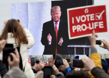 Trump clapping at the pro-life march.