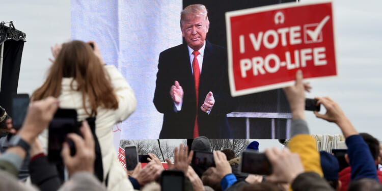 Trump clapping at the pro-life march.