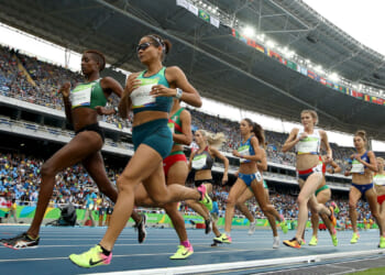 RIO DE JANEIRO, BRAZIL - AUGUST 12: Diane Nukuri-Johnson of Burundi competes in the Women's 10,000 metres final on Day 7 of the Rio 2016 Olympic Games at the Olympic Stadium on August 12, 2016 in Rio de Janeiro, Brazil. (Photo by Cameron Spencer/Getty Images)
