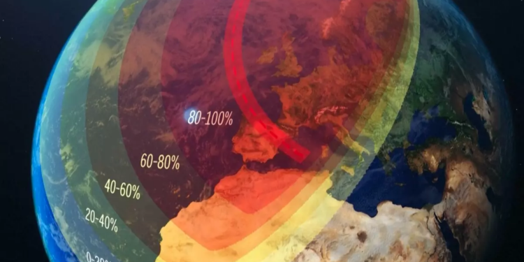 A map of the total solar eclipse in August 2026