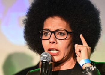 Local parisian politician and journalist Audrey Pulvar speaks at a campaign rally in Paris on Jan. 14, 2026.