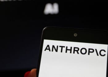 The Anthropic logo is displayed on a bright phone screen on July 11, 2026.