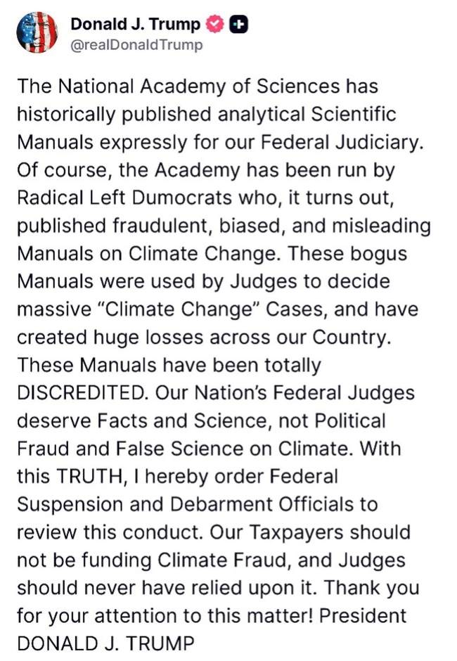 Truth Social post