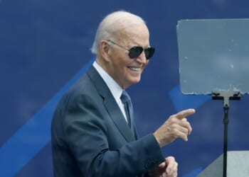 Former President Joe Biden attends the dedication ceremony for the opening of the Barack Obama Presidential Center, in John Lewis Plaza, on June 18, 2026, in Chicago, Illinois.