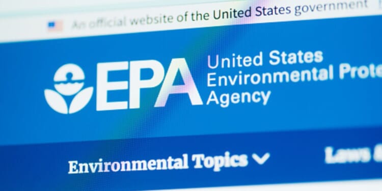 The Environmental Protection Agency graphic is pictured on a bright screen.